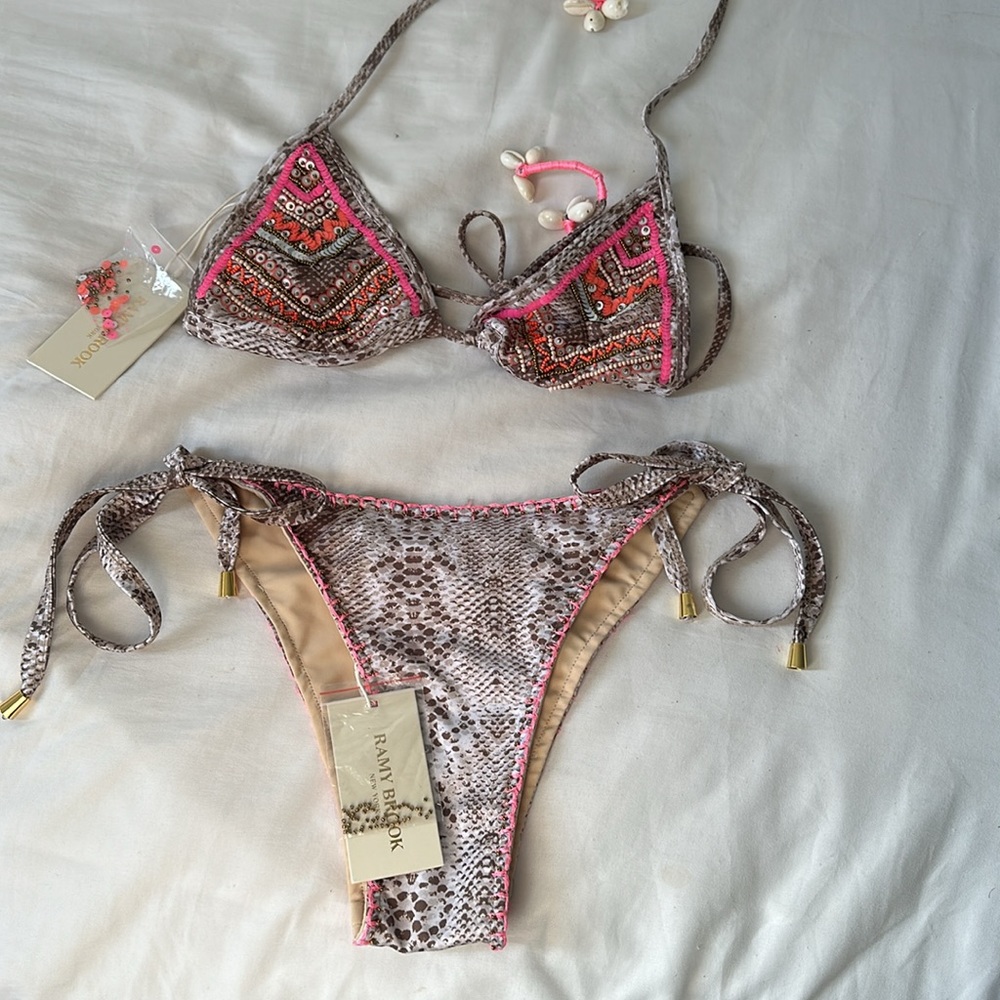 Ramy brook Lilo python snake print embroider embellished bikini SET FINAL PRICE - Picture 8 of 15